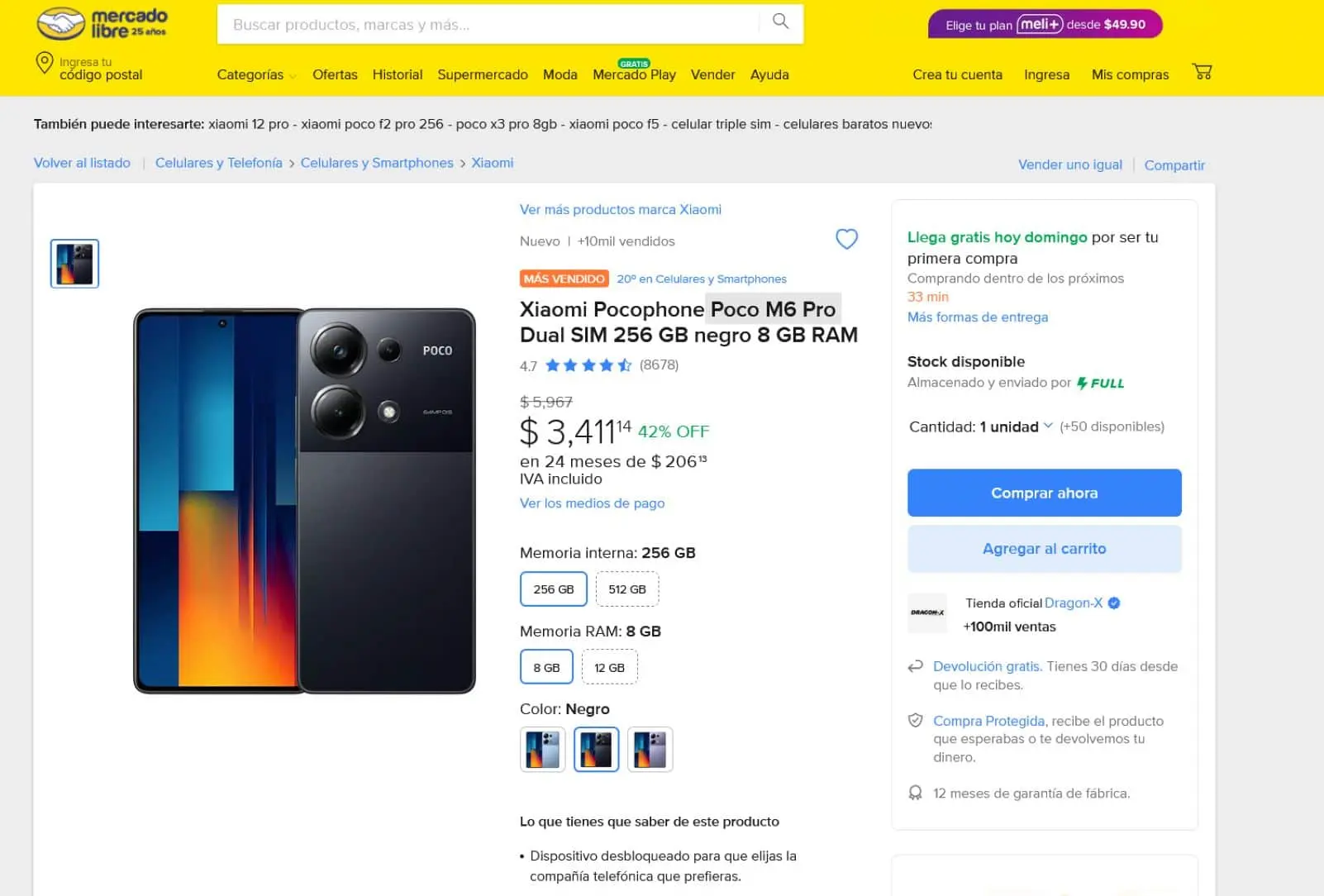 El Poco M6 Pro en oferta en Mercado Libre