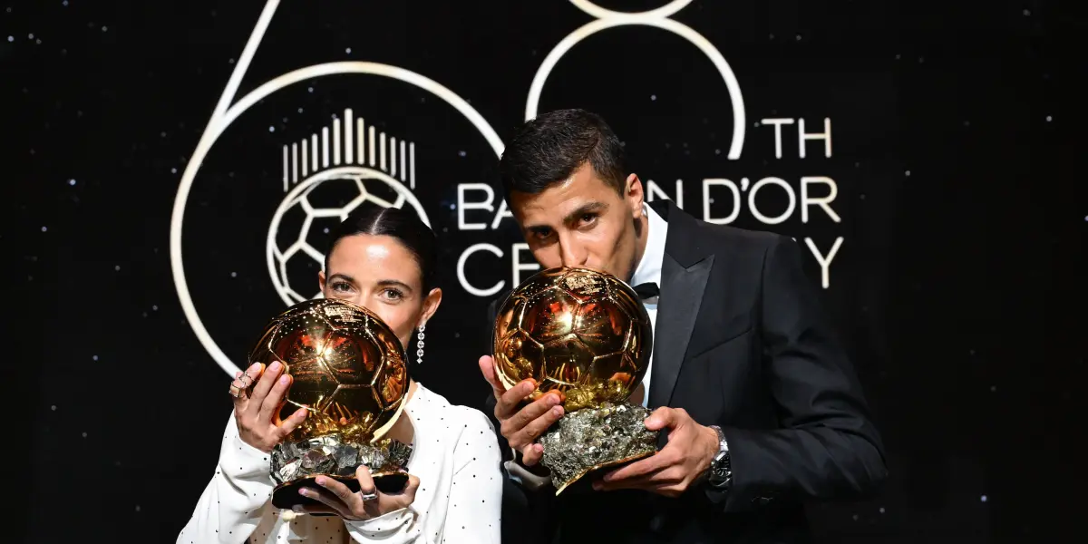 Aitana y Rodri con el Balón de Oro | Imagen: ballondor