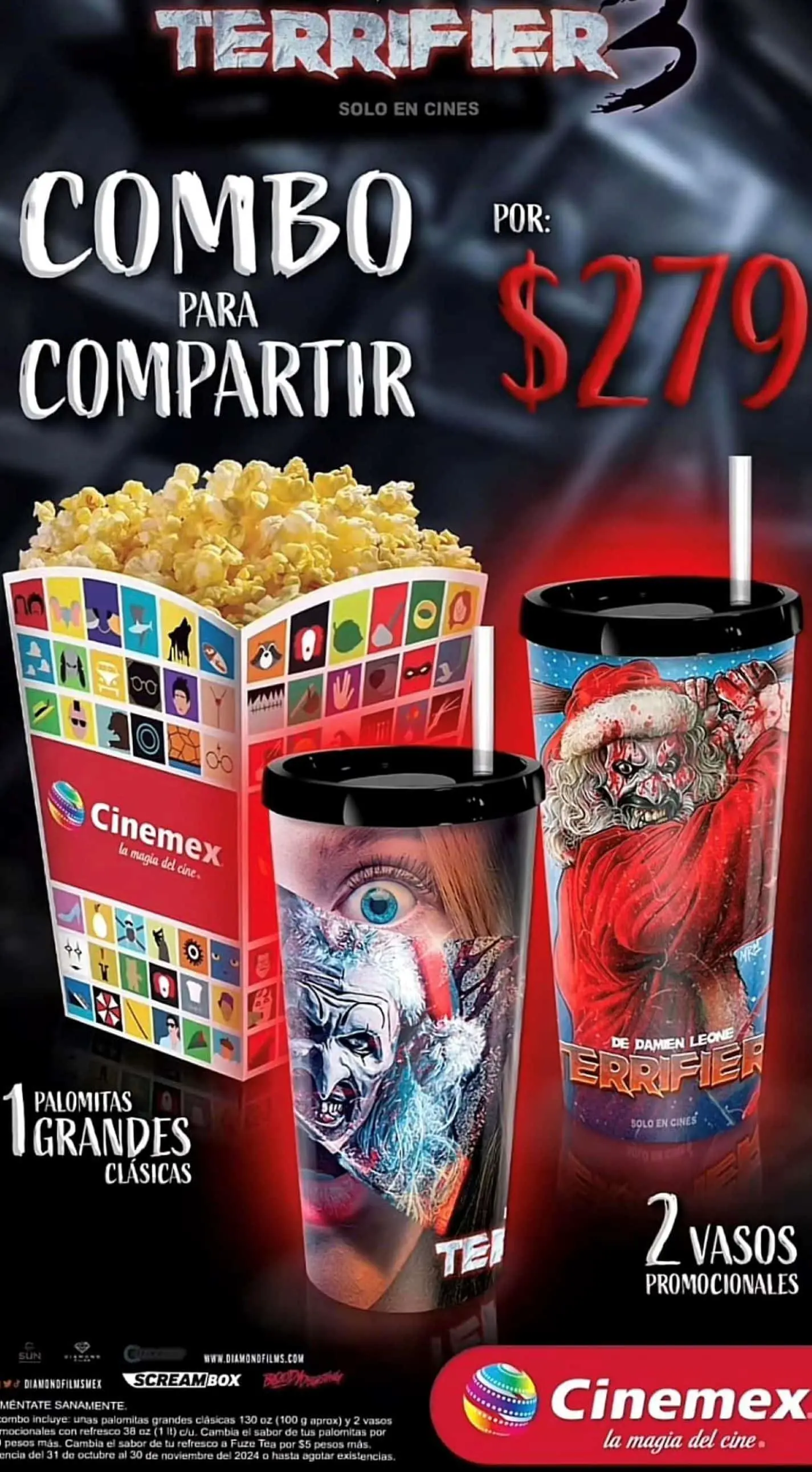 Cinemex lanza comboTerrifier 3 y esto es lo que incluye. Foto: Cortesía