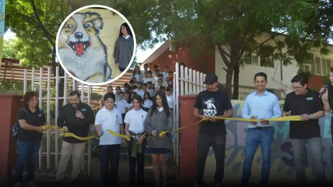 En la primaria Rafael Buelna, en Montebello, se inauguró un mural que inspira paz, iniciativa, impulsada por Suma Sociedad Unida IAP y Vamos Pintando. Fotos: Juan Madrigal
