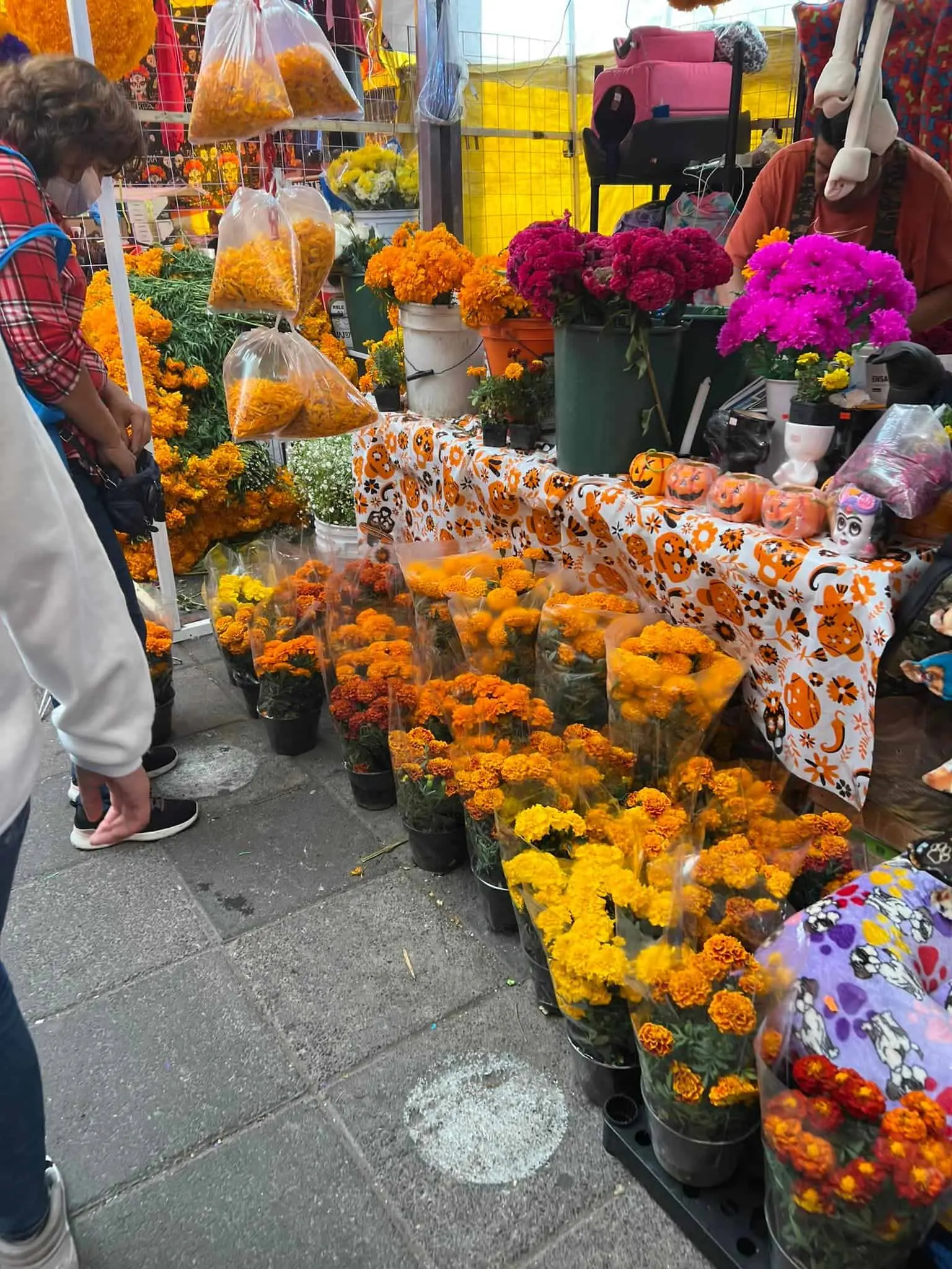 Flores y amplia variedad de artículos para el Día de Muertos hay en el  Tianguis de la Río Blanco de la CDMX