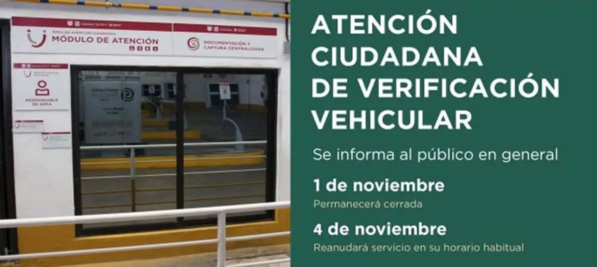 Informa SEDEMA suspensión del servicio y horarios especiales para 1 y 2 de noviembre en AAC y Centros de Verificación Vehicular.