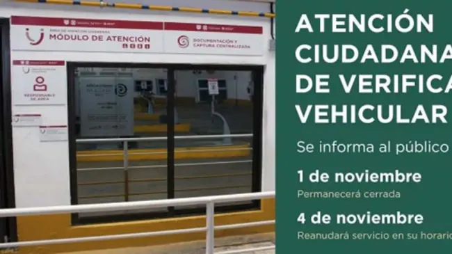 Informa SEDEMA suspensión del servicio y horarios especiales para 1 y 2 de noviembre en AAC y Centros de Verificación Vehicular.