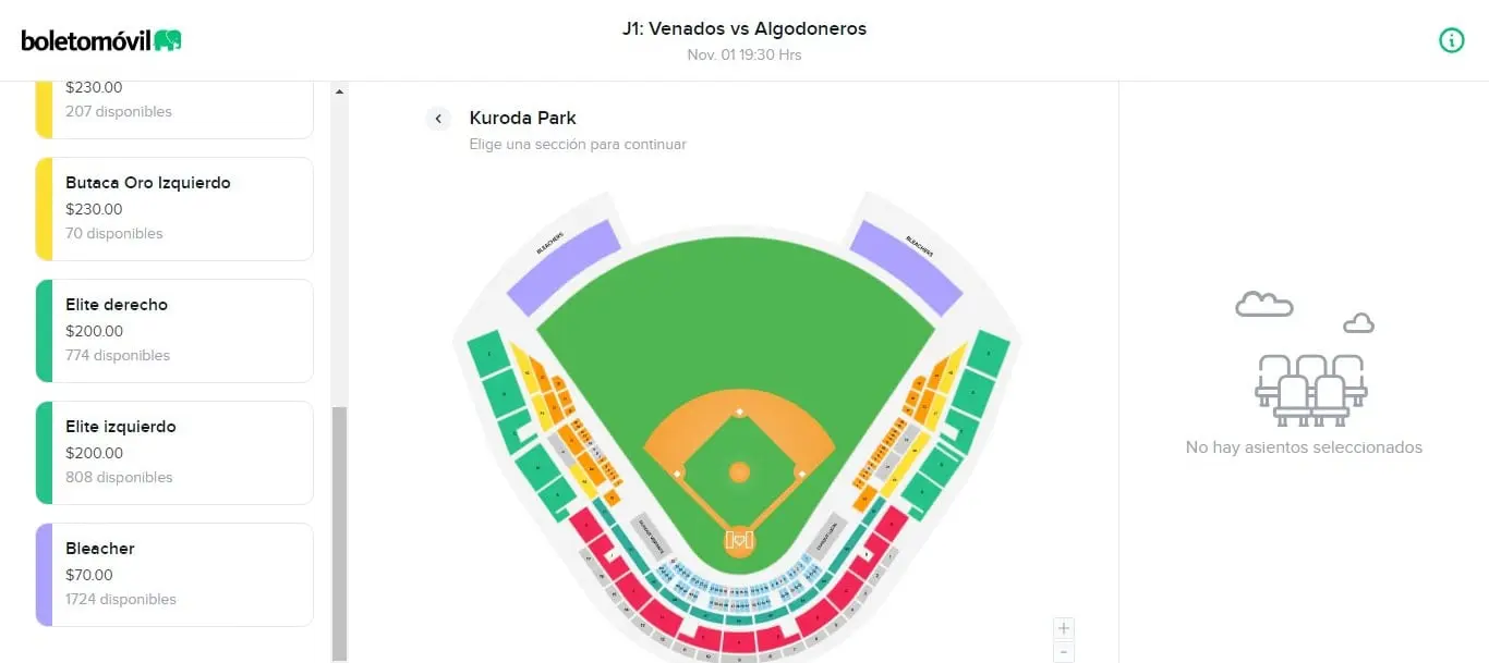 Boletos disponibles de Algodoneros vs Venados