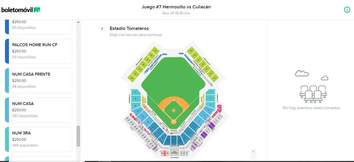 Boletos disponibles para Tomateros vs Naranjeros