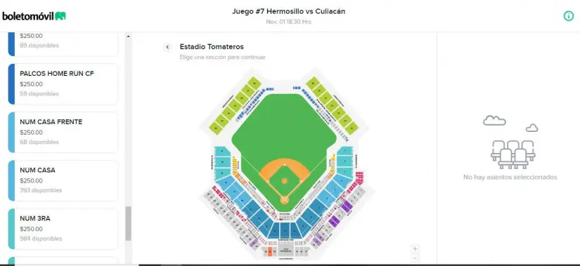 Boletos disponibles para Tomateros vs Naranjeros