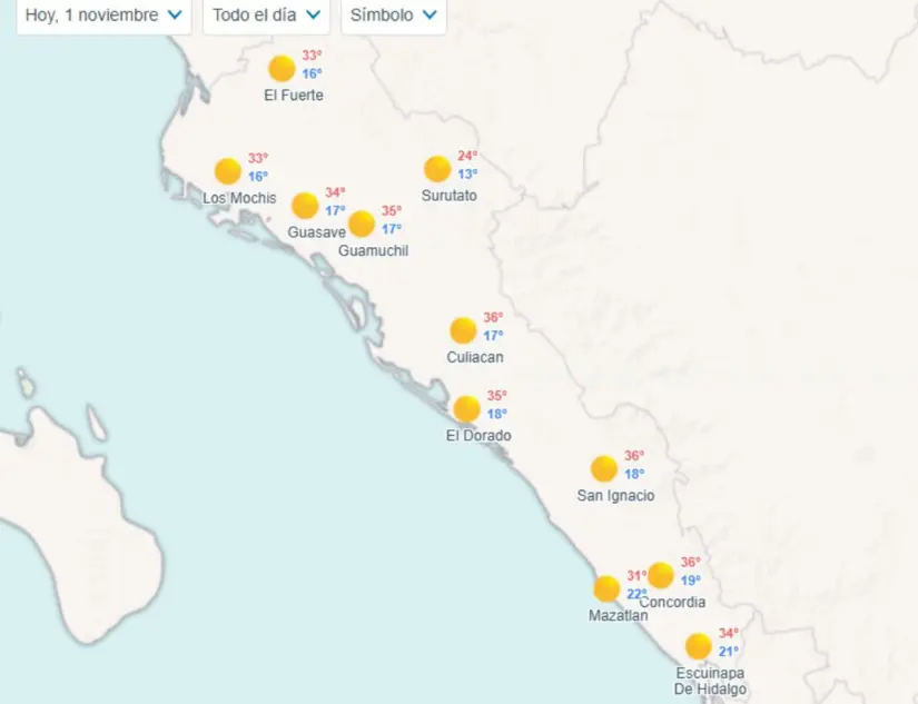 Clima en Sinaloa: altas temperaturas este 1 de noviembre