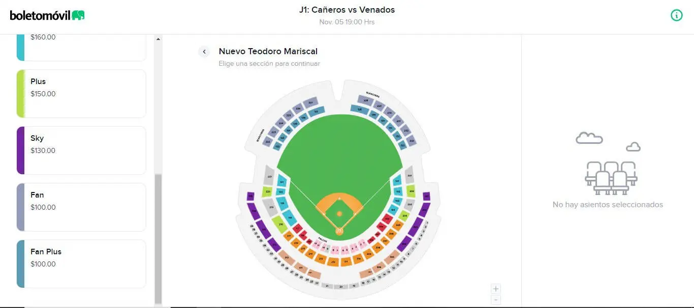 Boletos disponibles del Venados vs Cañeros