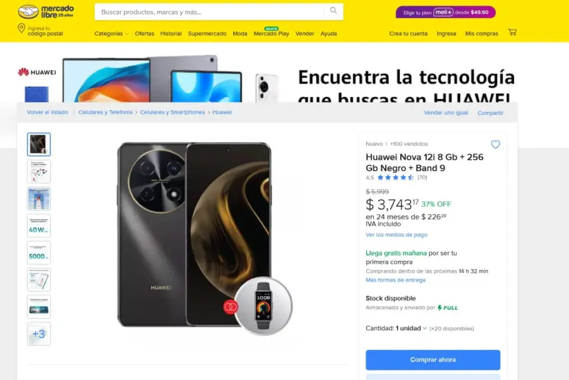  Huawei Nova 12i en oferta en Mercado Libre