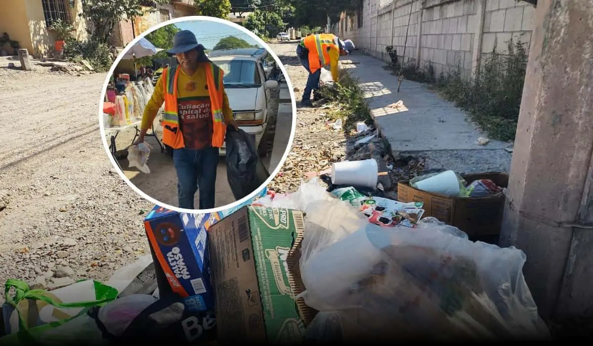 La labor de Abelardo Quesada Ríos no es solo de limpieza, sino también de prevención, evitando problemas de salud pública en la colonia 5 de Febrero en Culiacán. Foto: Juan Madrigal