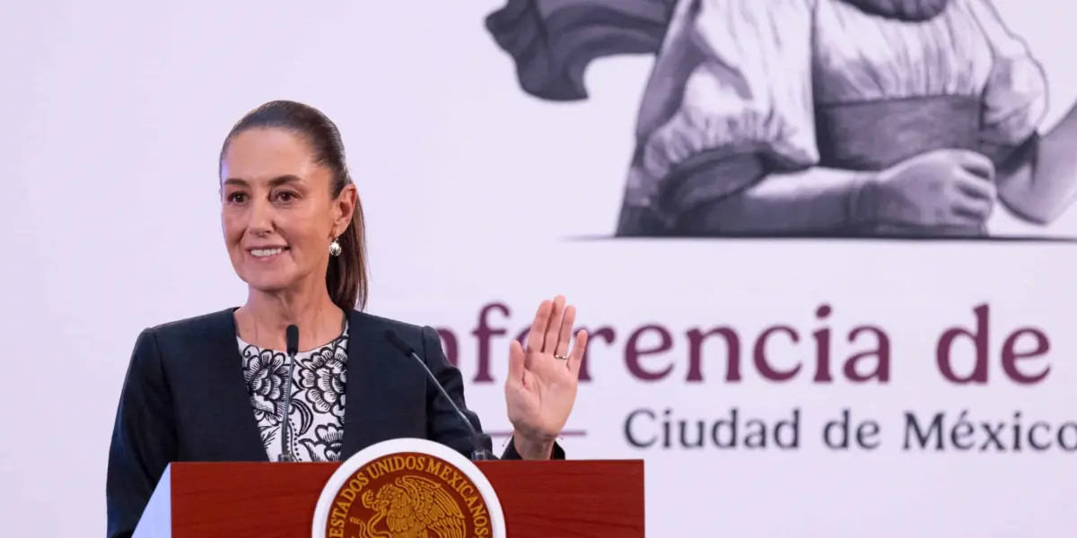 Claudia Sheinbaum durante la Mañanera del Pueblo.