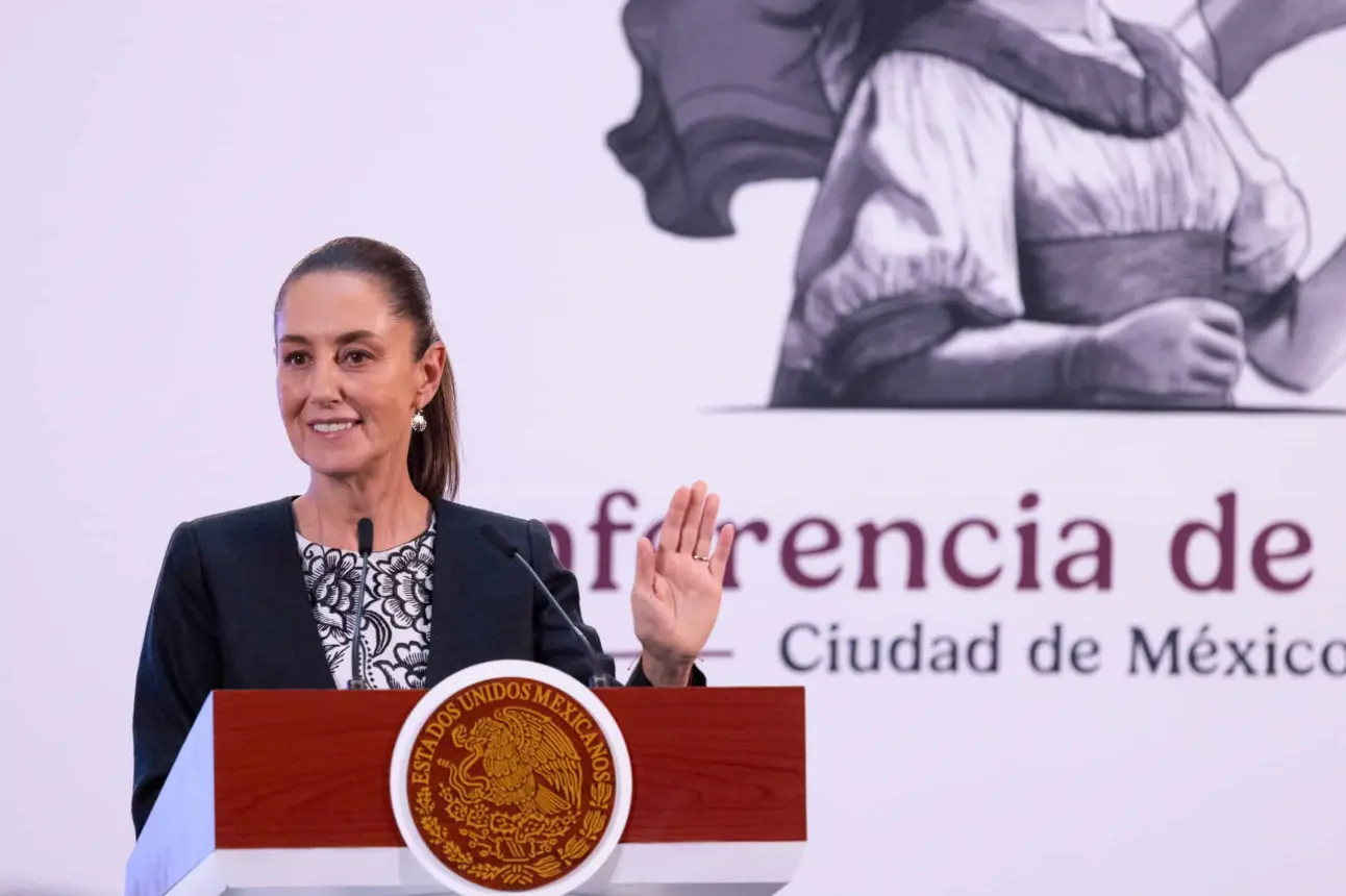 Claudia Sheinbaum durante la Mañanera del Pueblo.