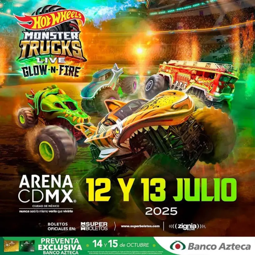 La preventa de boletos para el show de Hot Wheels Monster Trucks Live Glow N Fire en CDMX, ya inició. Foto: Cortesía