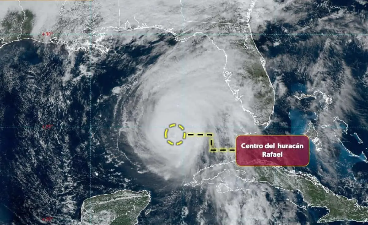 El Huracán Rafael es de los últimos de la temporada de huracanes 2024. Foto: Conagua