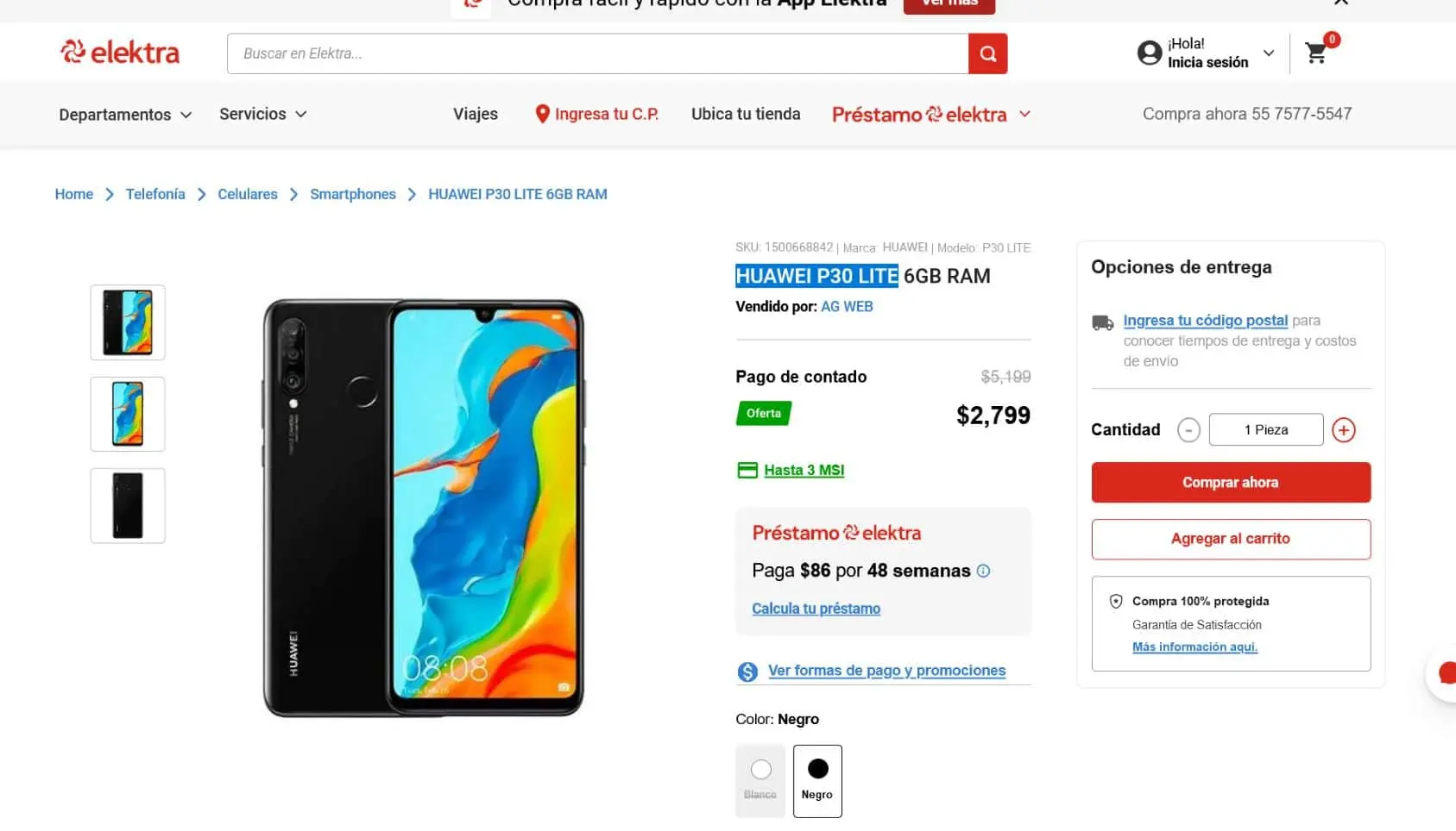 La oferta del Huawei P30 Lite en Elektra