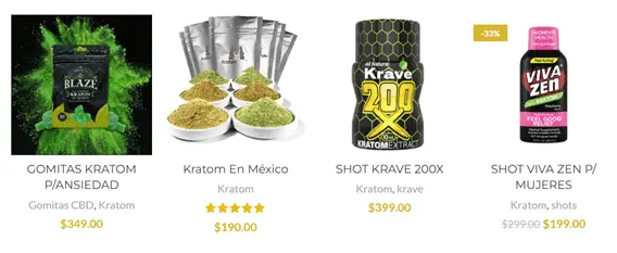 Diversos productos derivados de Kratom adictivos