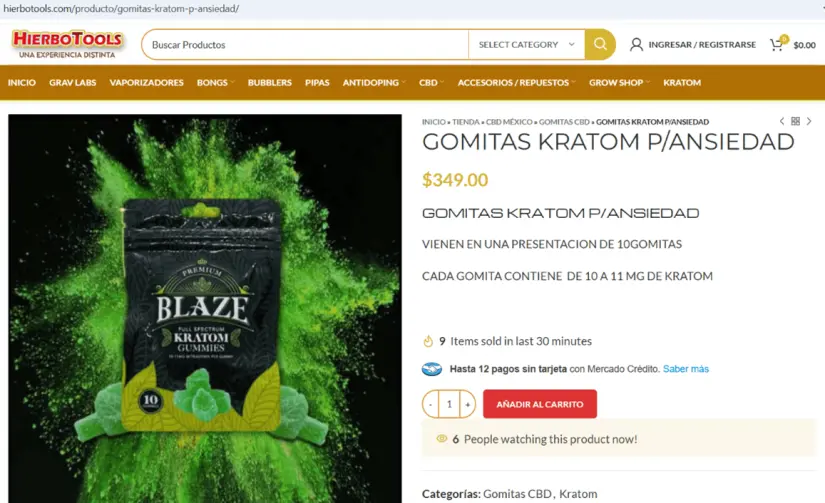 Kratom productos comerciales adictivos en forma de gomita