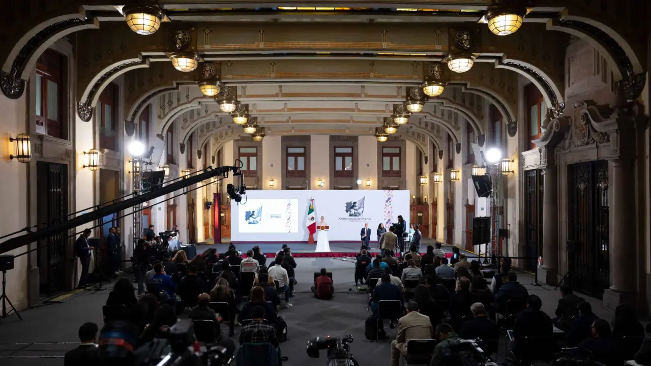 Claudia Sheinbaum durante la conferencia de prensa La Mañanera del Pueblo de este jueves.