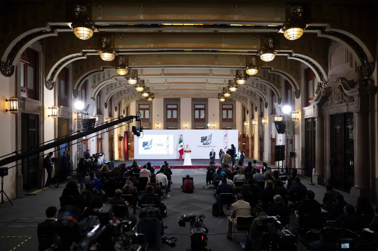 Claudia Sheinbaum durante la conferencia de prensa La Mañanera del Pueblo de este jueves.