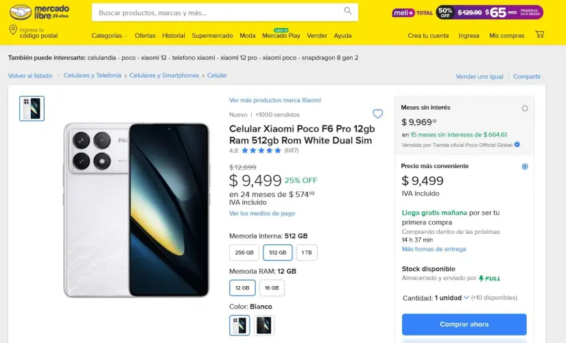 El Poco F6 Pro en oferta Mercado Libre por el Buen Fin