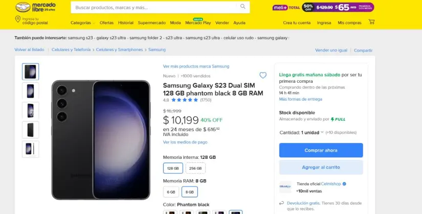 Galaxy S23 en oferta en Mercado Libre por el Buen Fin