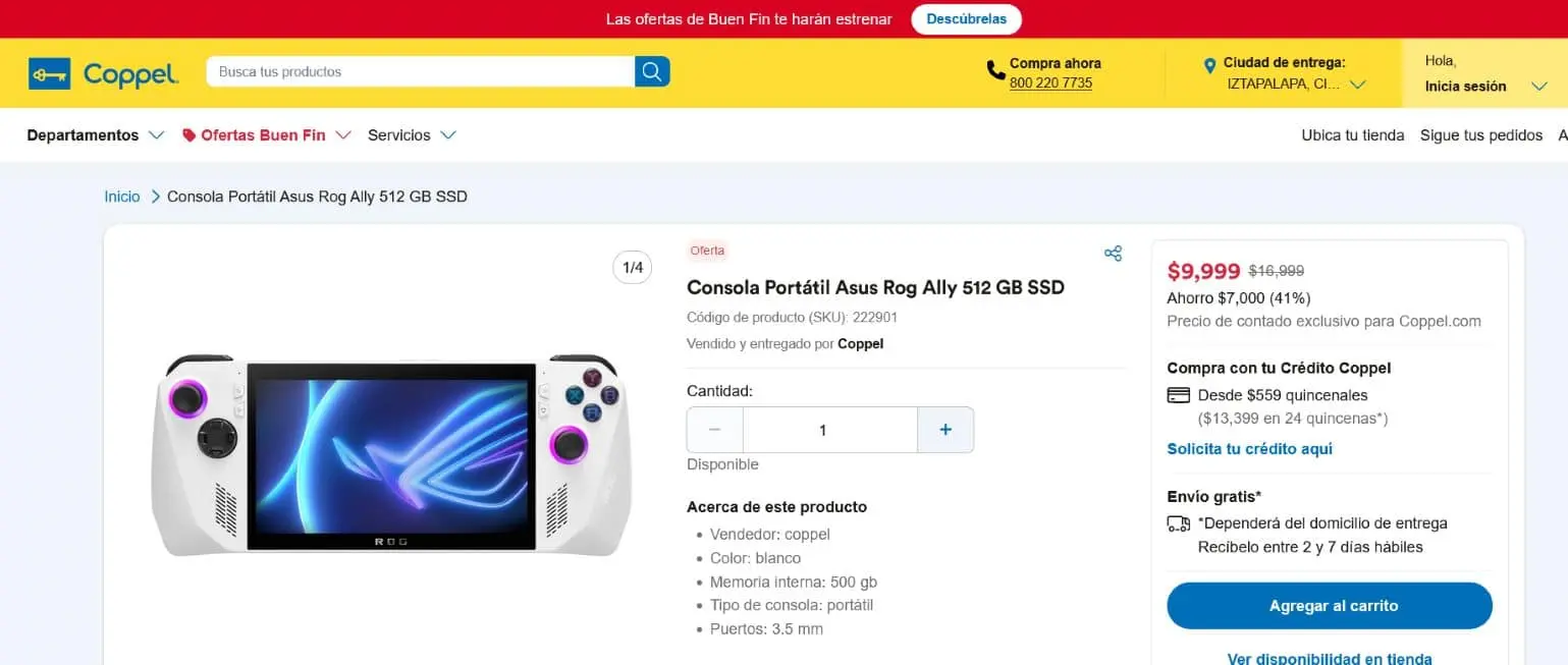 Una de las ofertas en videojuegos y consolas en Coppel por el Buen Fin.