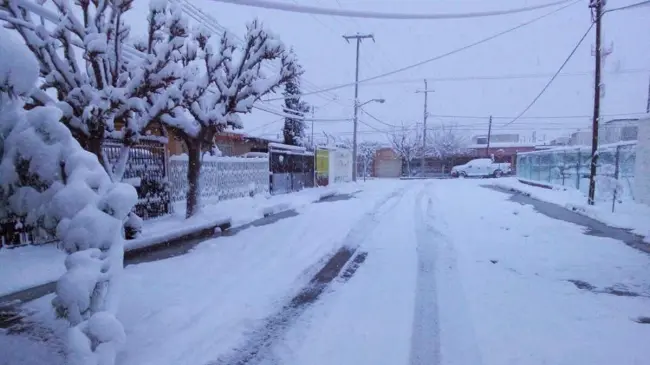 La nieve cubrió caminos y casas en varias regiones de Chihuahua. Foto: Conagua