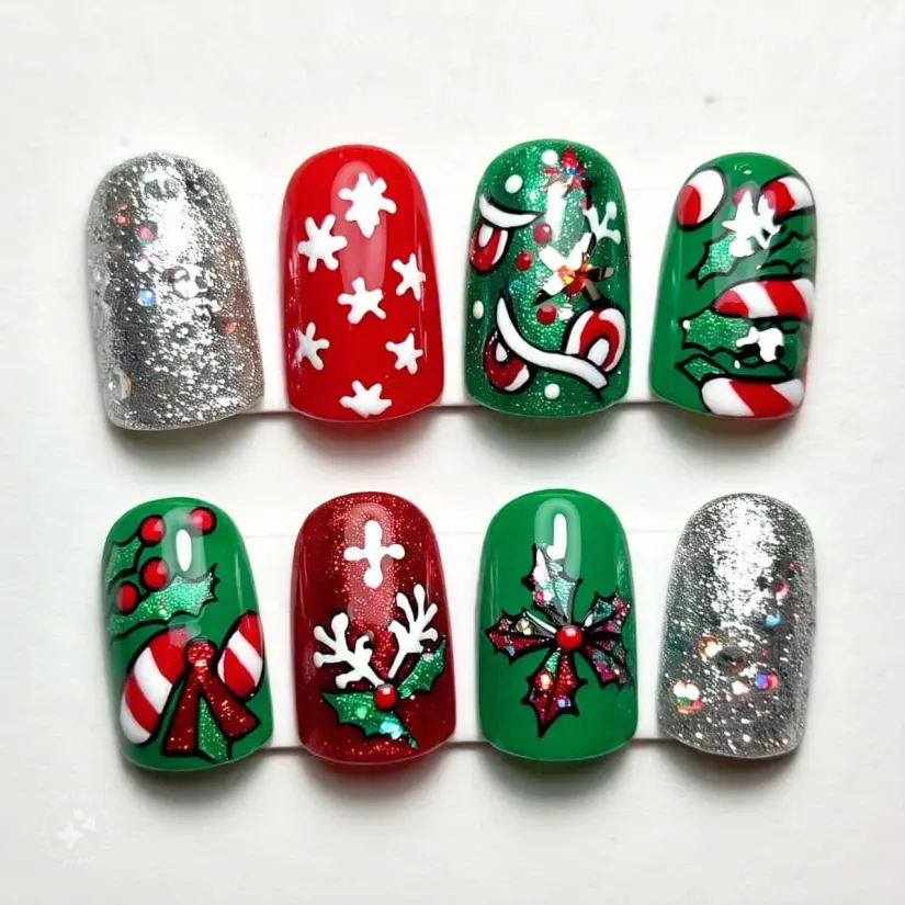 Imagen de uñas para la temporada decembrina. Foto: Tus Buenas Noticias