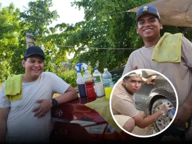 Alexis y Erick, jóvenes emprendedores que revolucionan el lavado de autos a domicilio en Culiacán