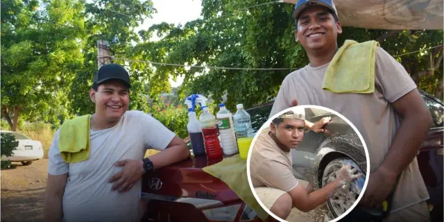 Alexis y Erick, jóvenes emprendedores que revolucionan el lavado de autos a domicilio en Culiacán