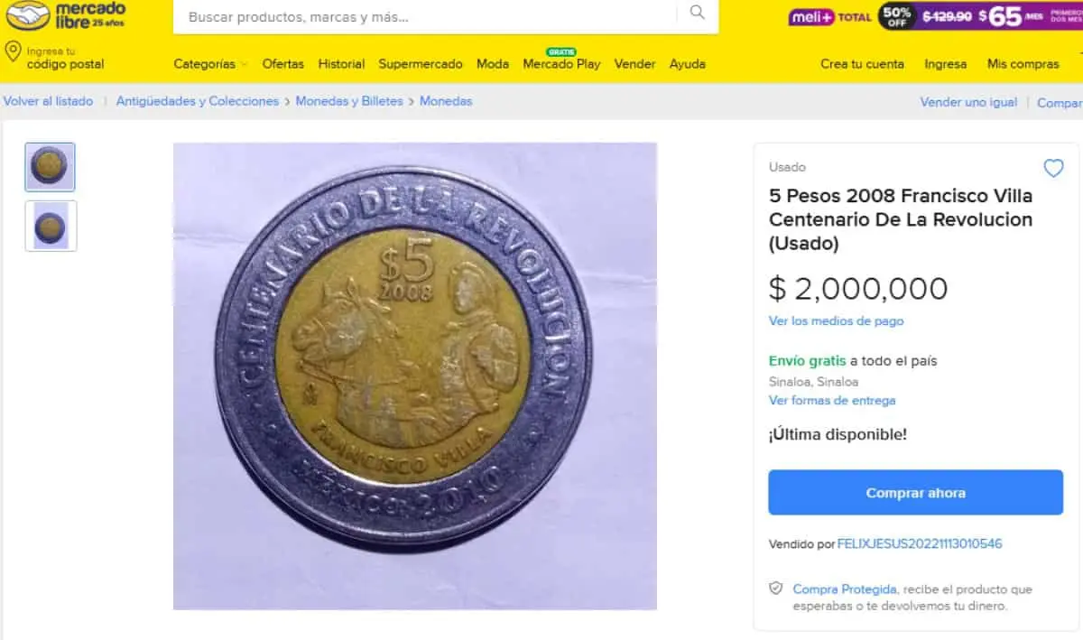 La moneda conmemorativa de 5 pesos que se vende en 2 millones de pesos