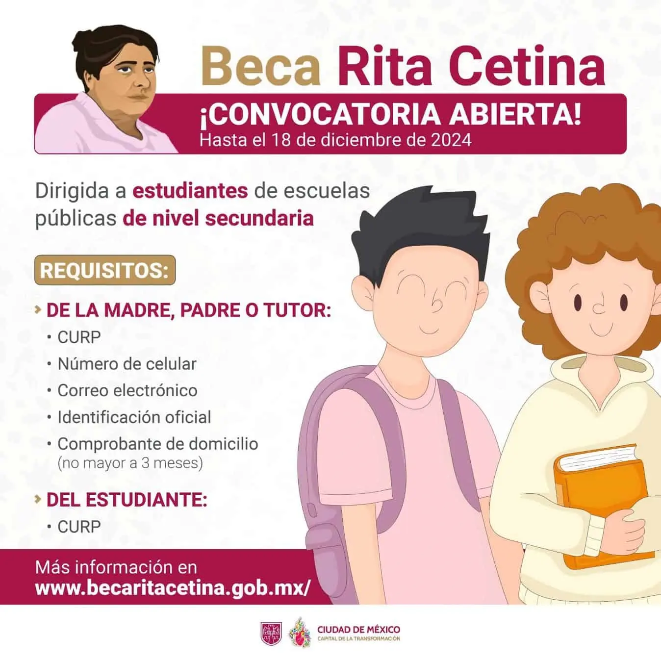 El registro en línea para Beca Rita Cetina estará abierto hasta el 18 de diciembre. 