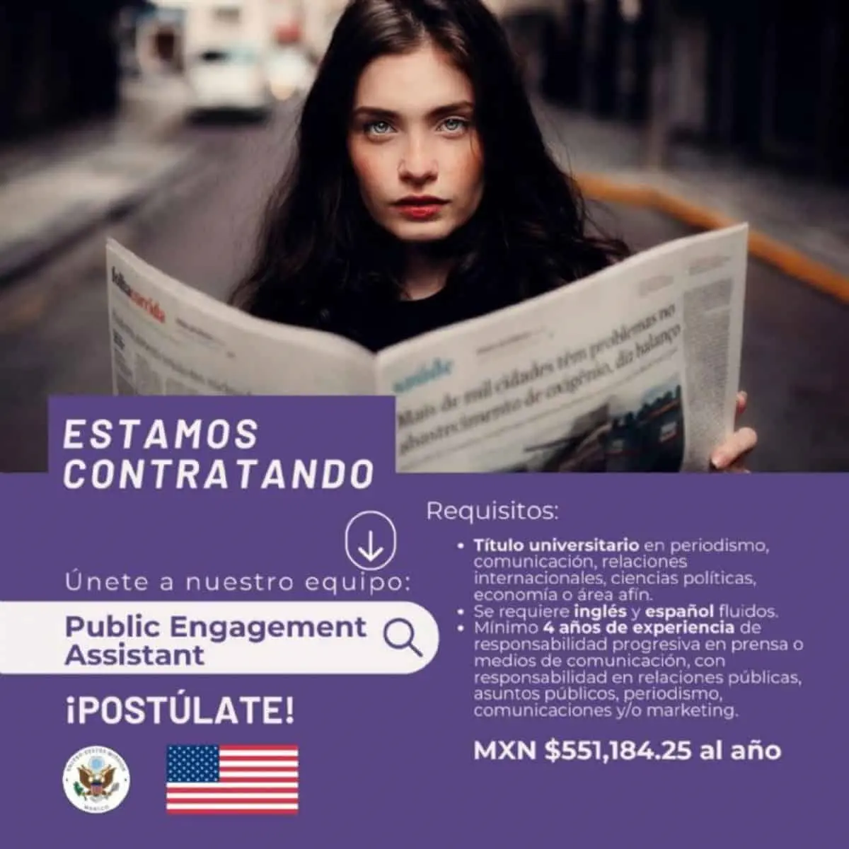 Embajada de Estados Unidos lanza vacante con 45 mil pesos mensuales; conoce los requisitos