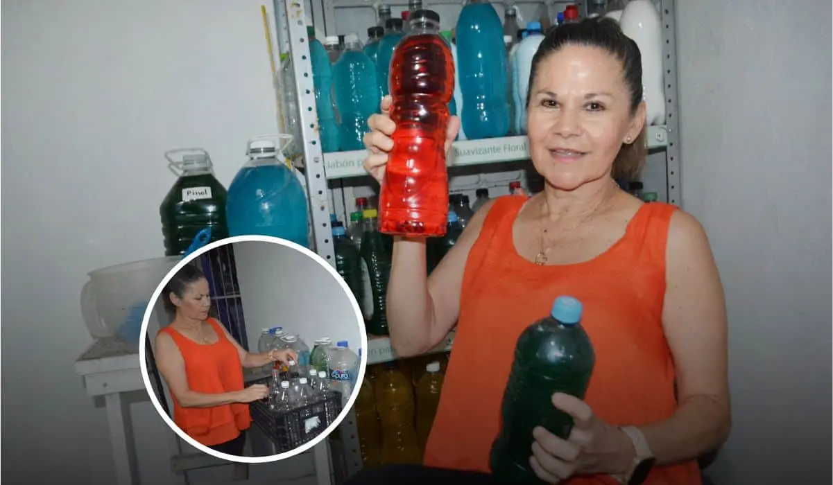 Con la venta de sus productos, Sonia mejora la vida de muchas familias y, al mismo tiempo, contribuye al cuidado del planeta. Evita que más envases de refresco y otros productos sean arrojados a la calle en Culiacán, fomentando una cultura de reciclaje y reducción de residuos. Foto: Juan Madrigal