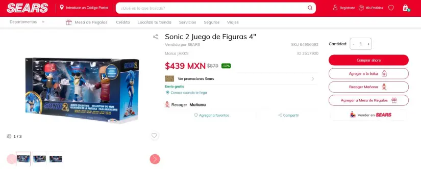 Remates en figuras de acción y  otros juguetes en la Venta Especial de Sears. Foto: Captura de pantalla