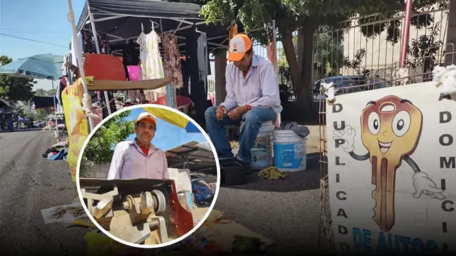 Juan Carlos, ofrece: duplicado de llaves para casas y automóviles, y cambios de chapas. Siempre con precios accesibles y atención confiable. Su jornada inicia a las 9:00 a.m. y regresa a casa a las 4:00 p.m. Foto: Juan Madrigal