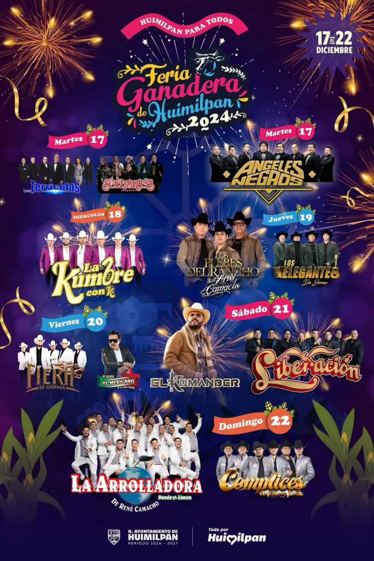 Cartelera de artistas en la Feria Ganadera de Huimilpan 2024. Foto: Cortesía