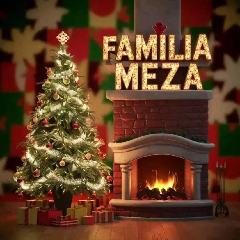 Imagen de Navidad con apellido de familia Meza. Foto: Cortesía