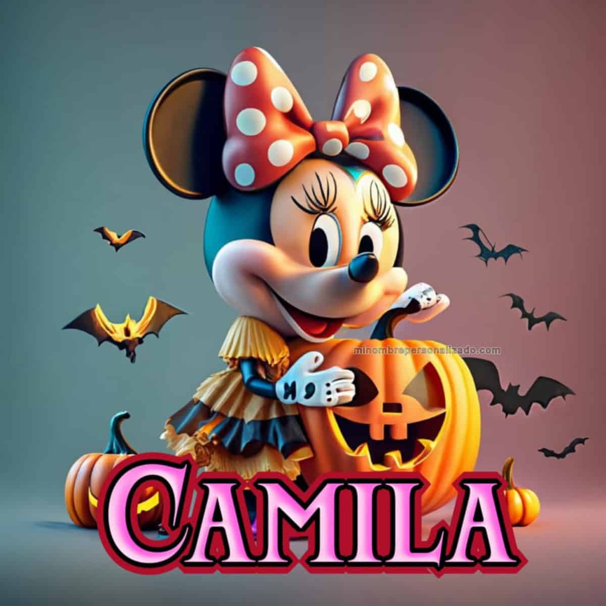 Nombres con diseño 3D  de personajes representativos de Halloween creados por la inteligencia artificial.