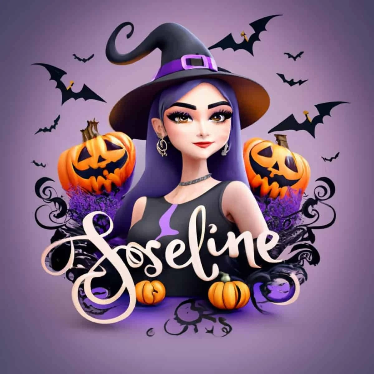 Nombres con diseño 3D de personajes representativos de Halloween creados por la inteligencia artificial.