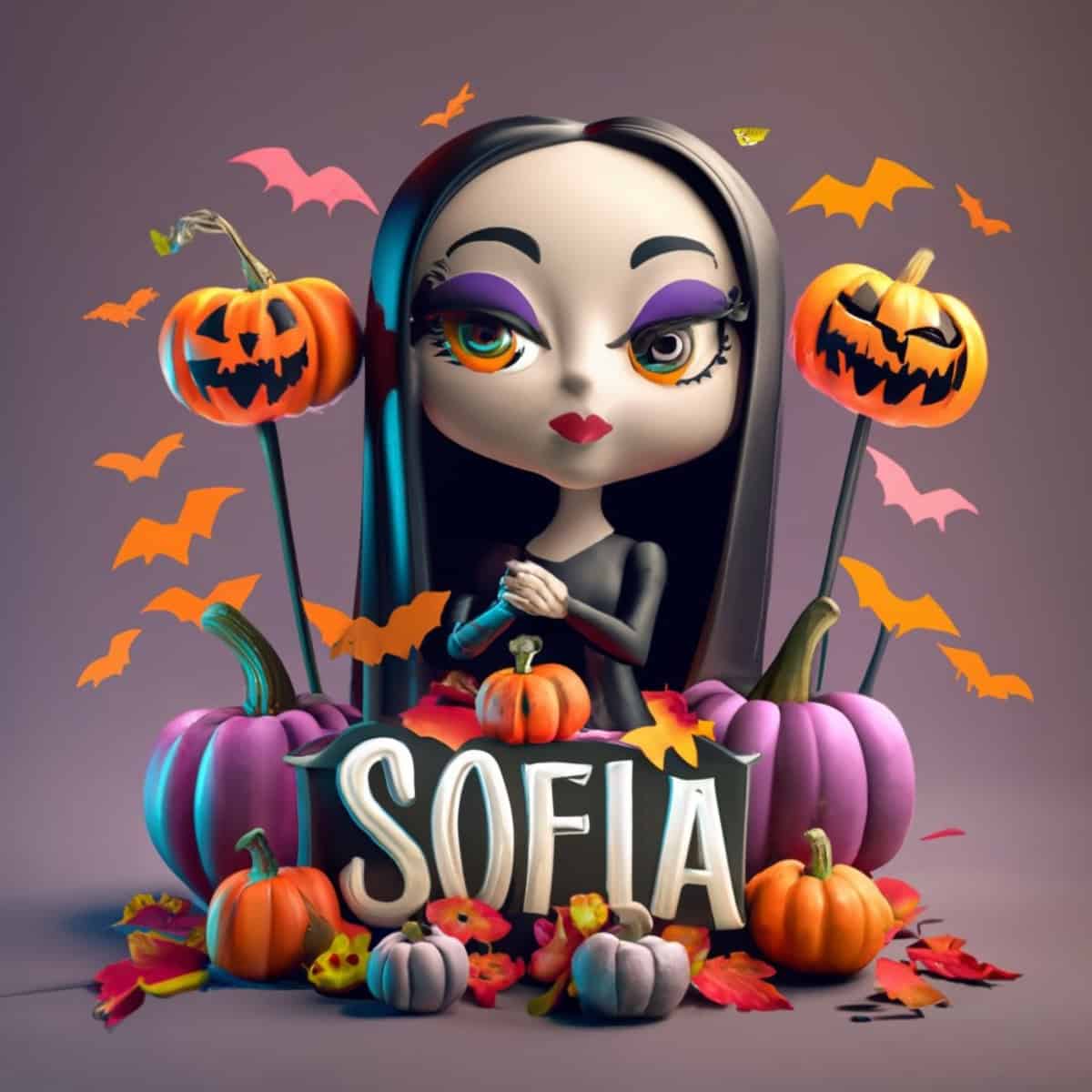 Nombres con diseño 3D  de personajes representativos de Halloween creados por la inteligencia artificial.