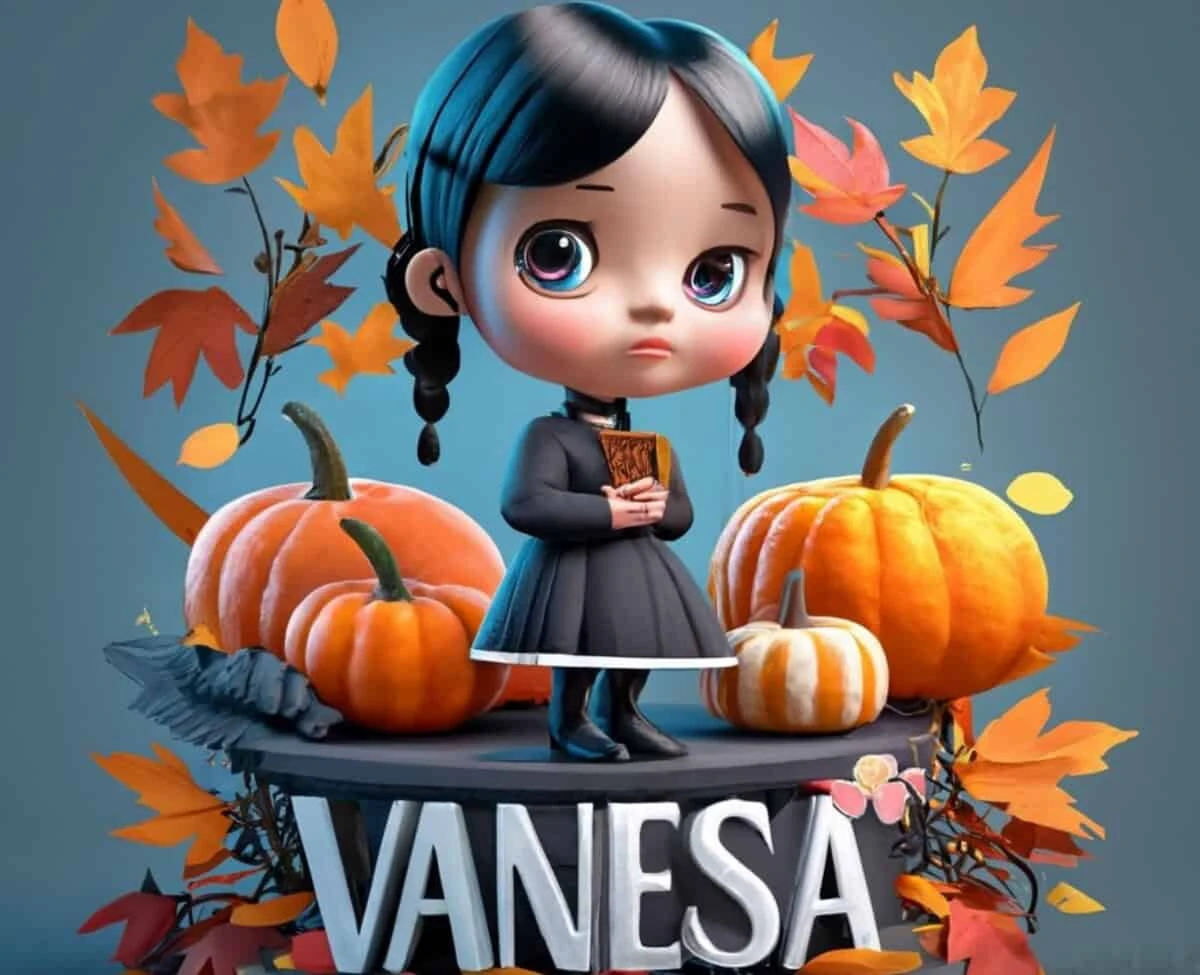 Nombres con diseño 3D de personajes representativos de Halloween creados por la inteligencia artificial.