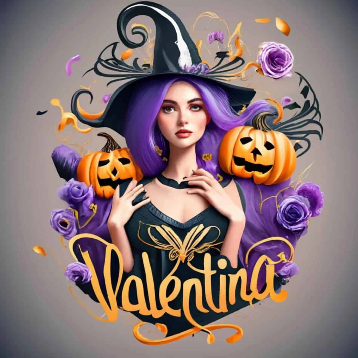 Nombres con diseño 3D de personajes representativos de Halloween creados por la inteligencia artificial.