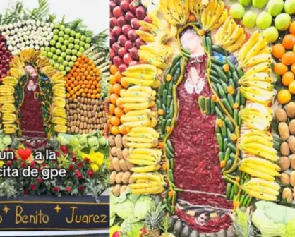 ¡Con mucho amor! Crean Virgen de Guadalupe monumental con frutas y verduras en Tijuana