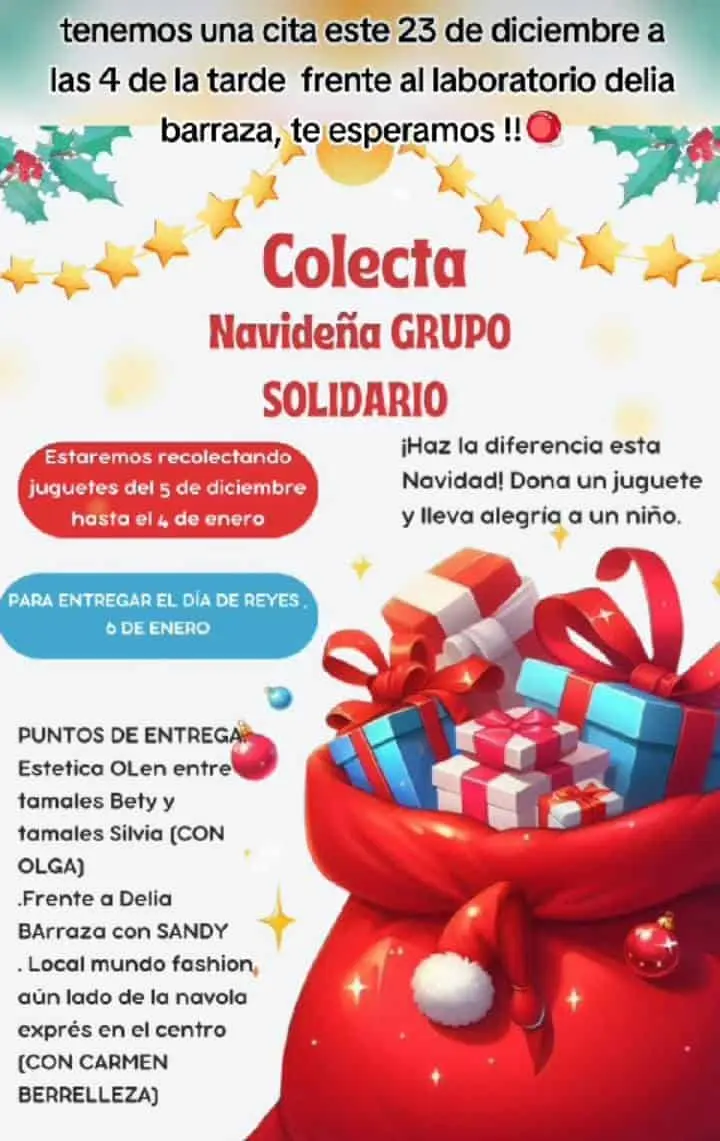 La colecta de juguetes es con la intención de llevar alegrías a los niños de Navolato en día de Reyes.