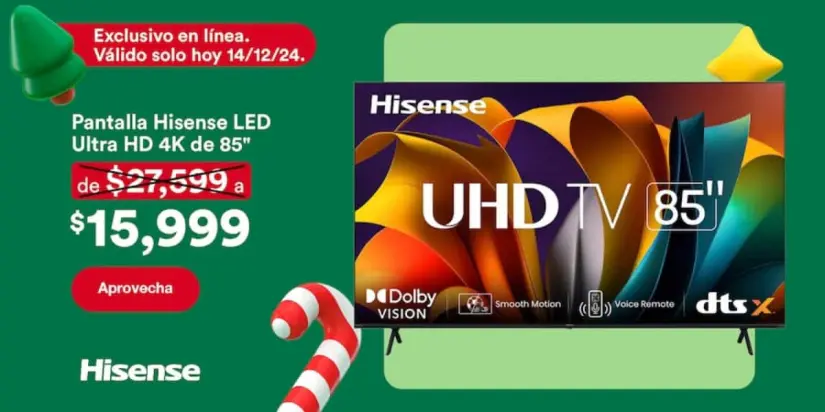 Coppel celebra la Navidad: pantalla Hisense 4K de 85 pulgadas en oferta