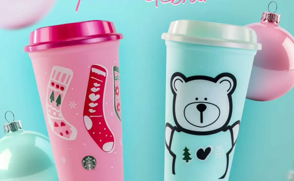 Los vasos Xmas estarán disponibles en los colores rosa y menta. Foto: Starbucks México