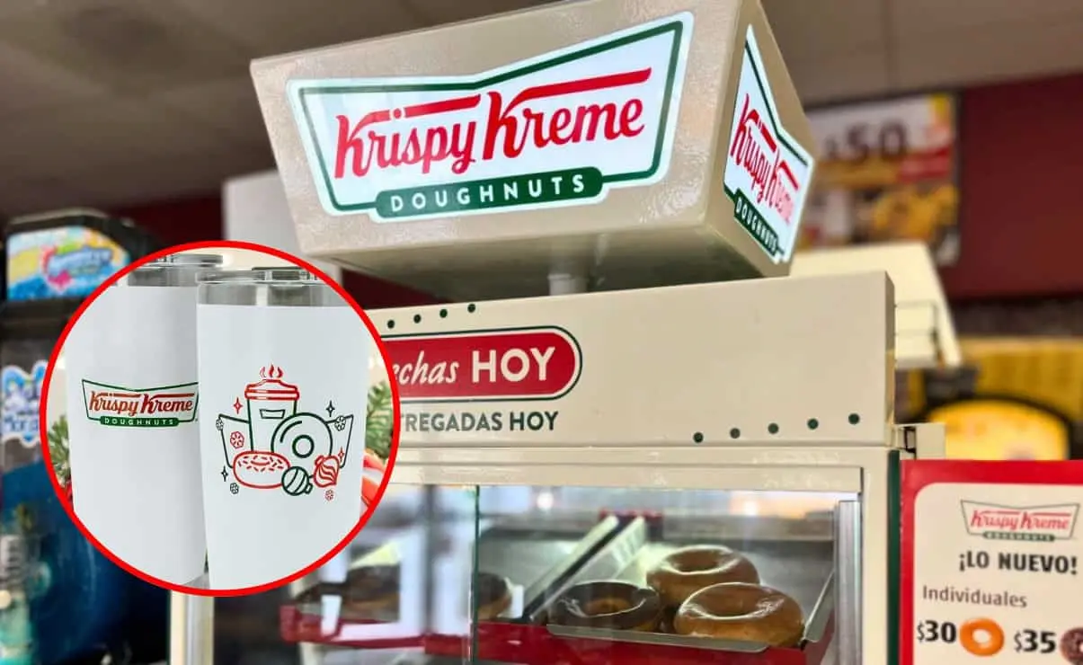 El termo navideño es una de las sorpresas de Krispy Kreme para esta temporada.