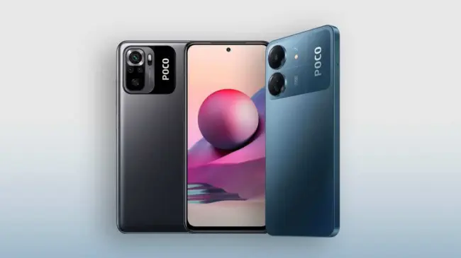 El celular Poco C65 y el Poco M5s ambos vienen equipados con batería de larga duración. Foto: Cortesía