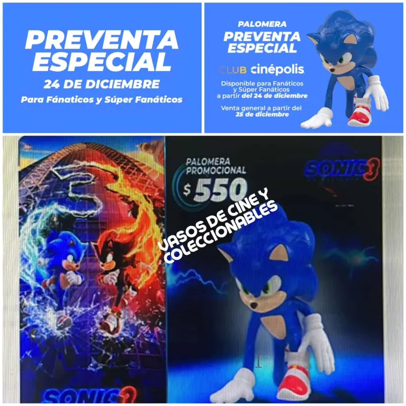 Los detalles de la preventa de la palomerra de Sonic 3 en Cinépolis. Foto: Vasos De Cine Y C. 